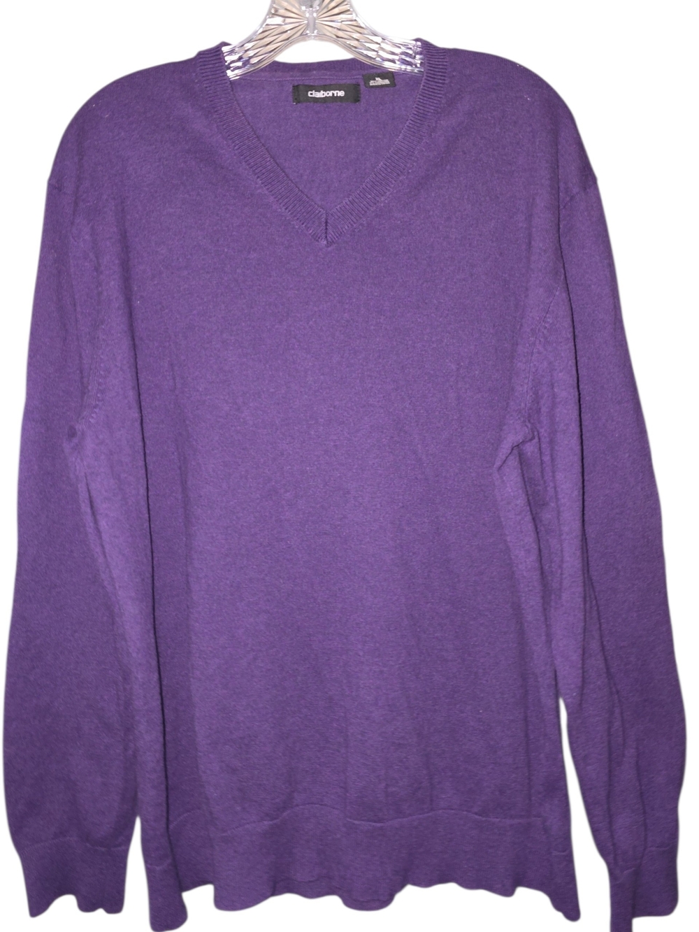 Claiborne Men's Deep Violet V-Neck Sweater